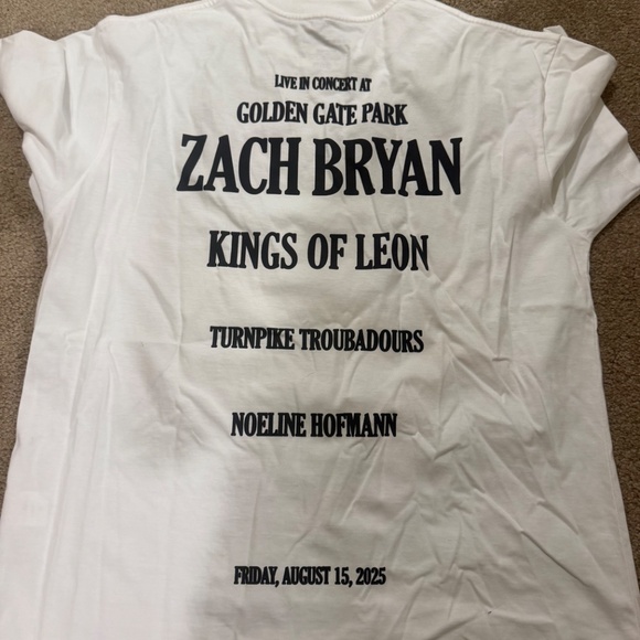 Zach Bryan Live in Golden Gate Park Medium Tee Brand New - Picture 2 of 2